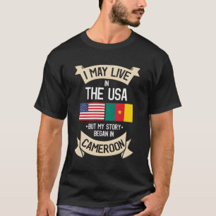 Kamerun Amerikanische Flagge USA Kamerunische Root T-Shirt