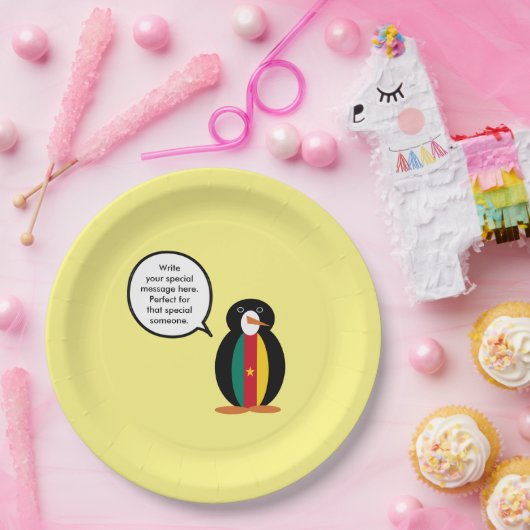 Kamerun, der mit Penguin Personalisiert spricht Pappteller (Party)