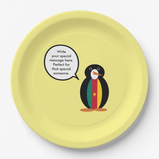 Kamerun, der mit Penguin Personalisiert spricht Pappteller (Vorderseite)