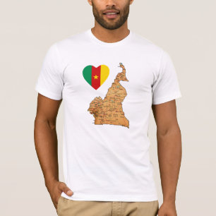 Kamerun Flag Herz und Karte T - Shirt