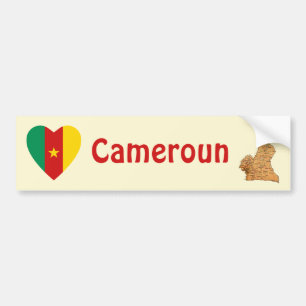 Kamerun-Flagge Herz + Karte Aufkleber Autoaufkleber