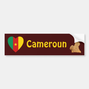 Kamerun-Flagge Herz + Karte Aufkleber Autoaufkleber
