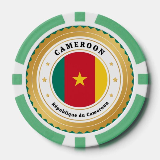 Kamerun-Flagge Pokerchips (Vorderseite)