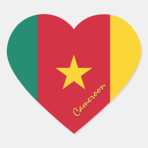 Kamerun Herz Aufkleber, Patriotische Kamerun Flagg Herz-Aufkleber
