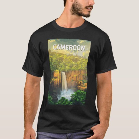 Kamerun Illustration Travel Art Vintag T-Shirt (Vorderseite)