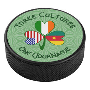 Kamerun Irland USA Kleeblatt Flagge Personalisiert Eishockey Puck