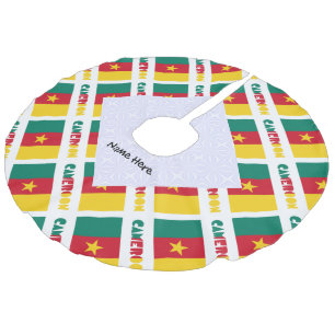 Kamerun Kamerunische Flagge gekachelt Schwarz Pers Leinenimitat Weihnachtsbaumdecke