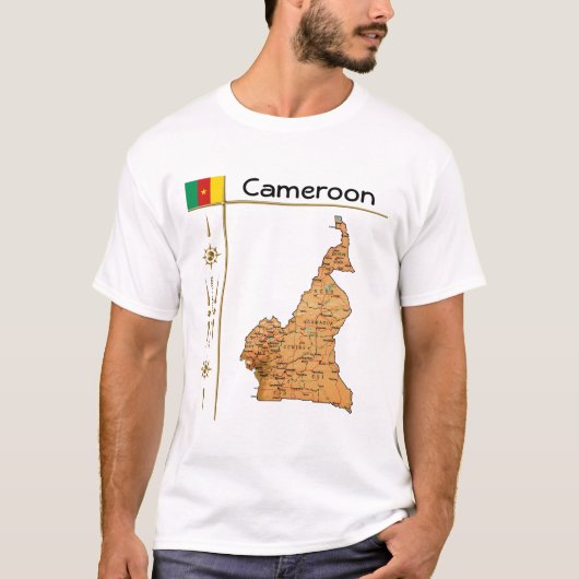 Kamerun Karte + Flagge + T - Shirt (Vorderseite)
