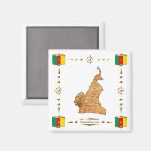 Kamerun Karte + Flaggen Magnet (Vorderseite/Rückseite)