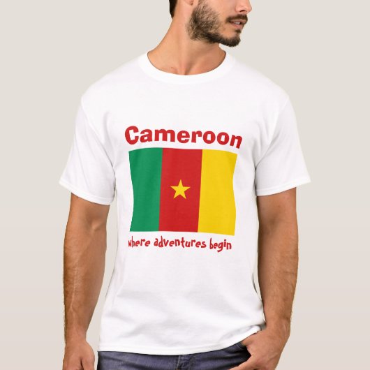 Kamerunaflagge + Karte + Text-T - Shirt (Vorderseite)