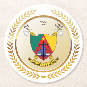 Kameruner Wappen Runder Pappuntersetzer