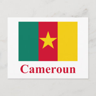 Kamerunische Flagge mit Namen auf Französisch Postkarte
