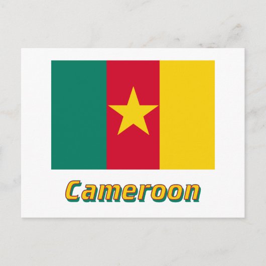 Kamerunische Flagge mit Namen Postkarte (Vorderseite)