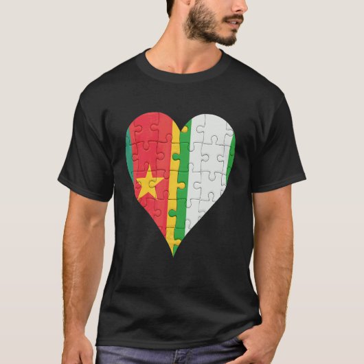 Kamerunisches nigerianisches FlaggenHerz T-Shirt (Vorderseite)