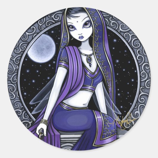 "Kami" Lila Moon Sari Fairy Stickers (Vorderseite)
