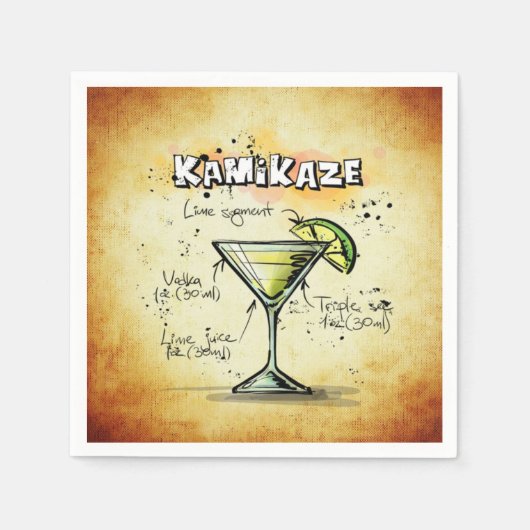 Kamikaze Barkeeper Drink Rezept Serviette (Vorderseite)