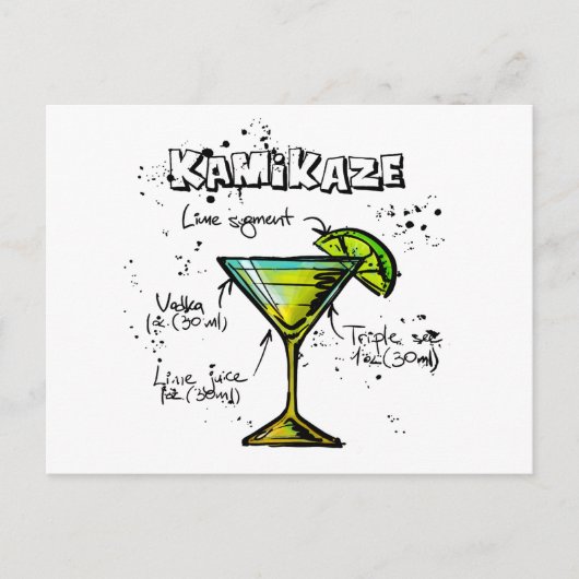 Kamikaze Cocktail Rezept Postkarte (Vorderseite)