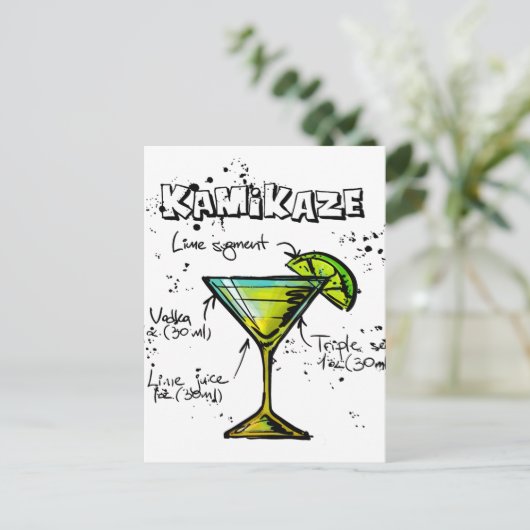 Kamikaze-Cocktail-Rezept Postkarte (Stehend Vorderseite)