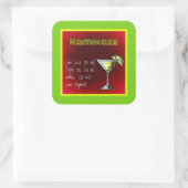 Kamikaze Drink Cocktail Rezept Quadratischer Aufkleber (Tasche)