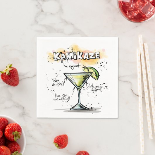 Kamikaze Drink Rezept Cocktail Napkin Serviette (Beispiel)