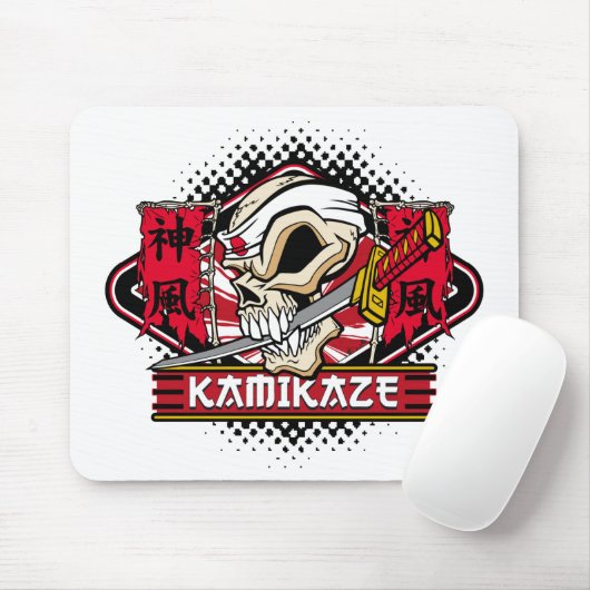 Kamikaze Schädel mit japanischem Schwert Mousepad (Mit Mouse)