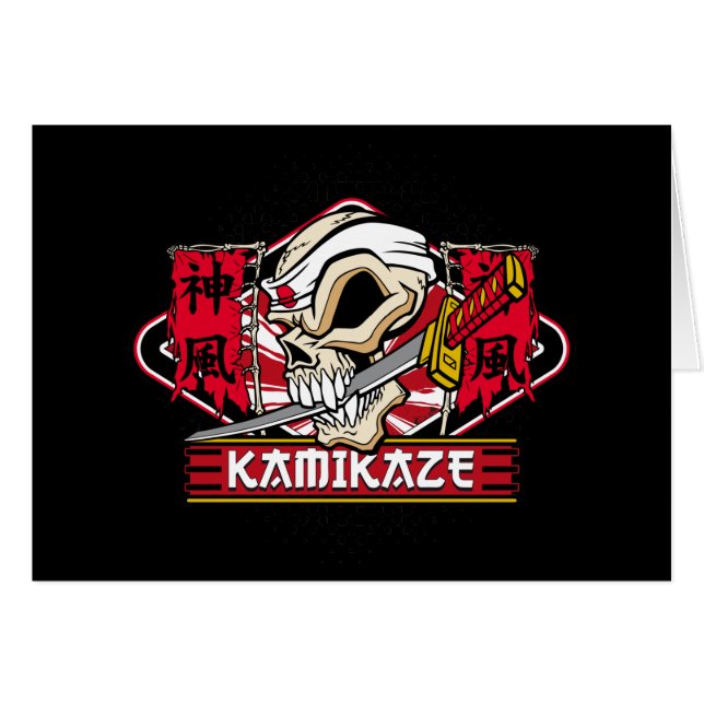 Kamikaze-Schädel mit japanischer Klinge (Vorderseite (Horizontal))