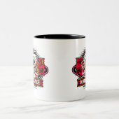 Kamikaze-Schädel mit japanischer Klinge Zweifarbige Tasse (Mittel)