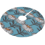 Kamille, blaues Vintages Cartoon Muster. Polyester Weihnachtsbaumdecke (Schrägansicht)