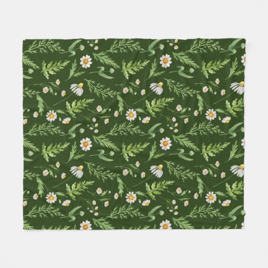Kamille Blume Botanisches rustikales Muster Fleecedecke (Vorderseite (Horizontal))