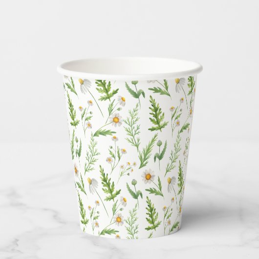 Kamille Blume Botanisches rustikales Muster Pappbecher (Rückseite)