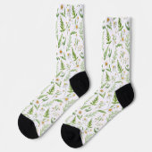 Kamille Blume Botanisches rustikales Muster Socken (Linkes Detail)