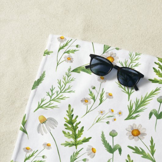Kamille Blume Botanisches rustikales Muster Strandtuch (Beispiel)