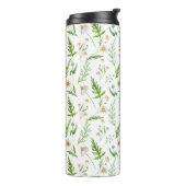 Kamille Blume Botanisches rustikales Muster Thermosbecher (Nach links gedreht)