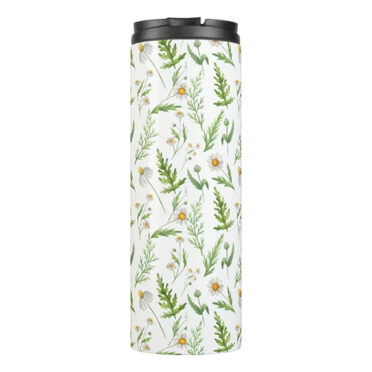Kamille Blume Botanisches rustikales Muster Thermosbecher (Rückseite)