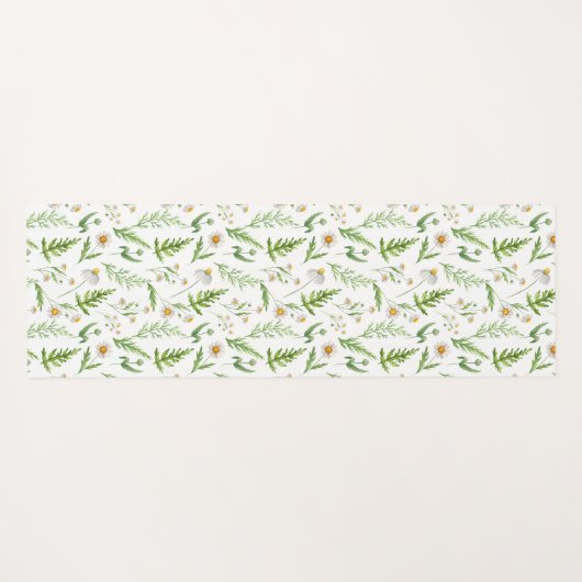 Kamille Blume Botanisches rustikales Muster Yogamatte (Rückseite (Horizontal))