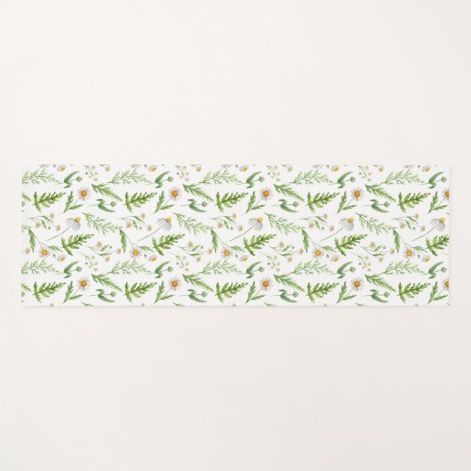 Kamille Blume Botanisches rustikales Muster Yogamatte (Vorderseite (Horizontal))