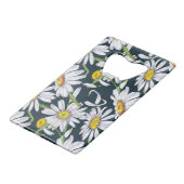 Kamille Blume: Dunkelblaue Wasserfarbe. Geldbeutel Flaschenöffner (Vorderseite Schrägansicht)