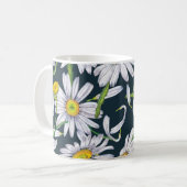 Kamille Blume: Dunkelblaue Wasserfarbe. Kaffeetasse (Vorderseite Links)