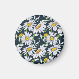 Kamille Blume: Dunkelblaue Wasserfarbe. Magnet