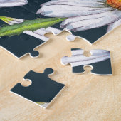 Kamille Blume: Dunkelblaue Wasserfarbe. Puzzle (Seite)