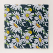 Kamille Blume: Dunkelblaue Wasserfarbe. Puzzle (Horizontal)