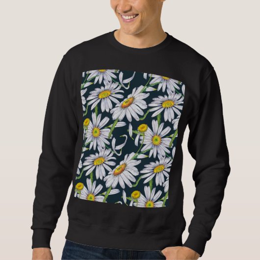 Kamille Blume: Dunkelblaue Wasserfarbe. Sweatshirt (Vorderseite)