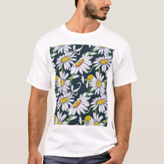 Kamille Blume: Dunkelblaue Wasserfarbe. T-Shirt