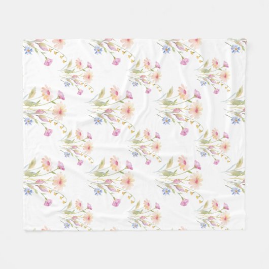 Kamille Blume Nahtloses Muster Fleecedecke (Vorderseite (Horizontal))