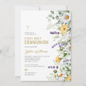 Kamille & Eukalyptus Erste Heilige Kommune Einladung (Vorderseite)