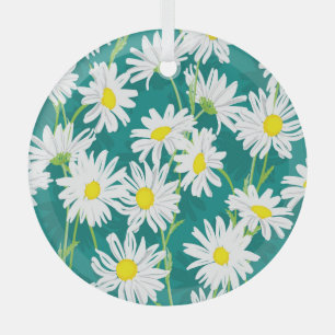 Kamille Türkis: Nahtlose florale Illustration. Ornament Aus Glas