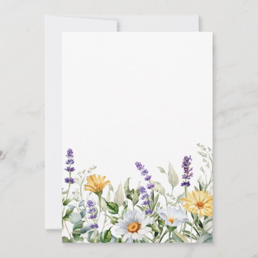 Kamille und Eukalyptus-Wildblumen Brautparty Einladung (Rückseite)