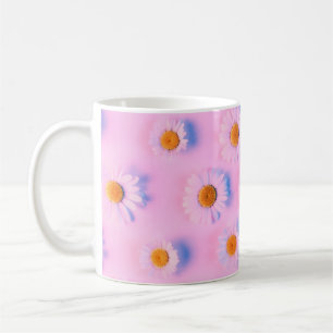 Kamilleblüten mit mehrfarbigem Neonlichtmuster Kaffeetasse