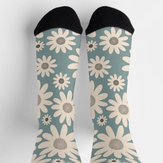 Kamillenmuster auf sanften grünen Blume Socken (Oben)