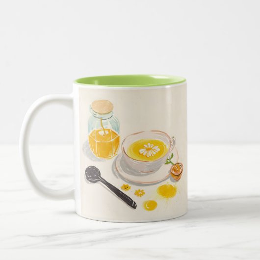 Kamillentee & Honig-Tasse Zweifarbige Tasse (Links)